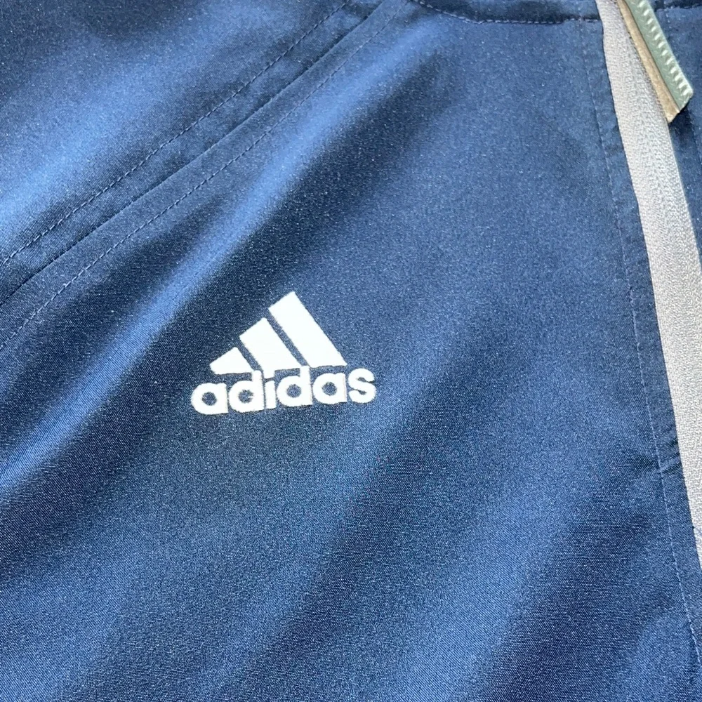 Adidas Men's Windbreaker Jacket Blue and Gray 1/4 Zip Pullover SZ L